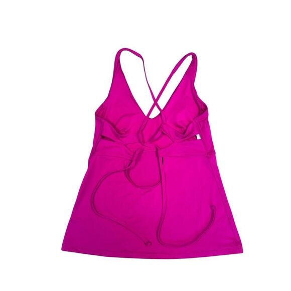 Athleta Triangle Tankini Swim Top Salvia Pink Size Large A-DD Strappy Open Back - Picture 5 of 8